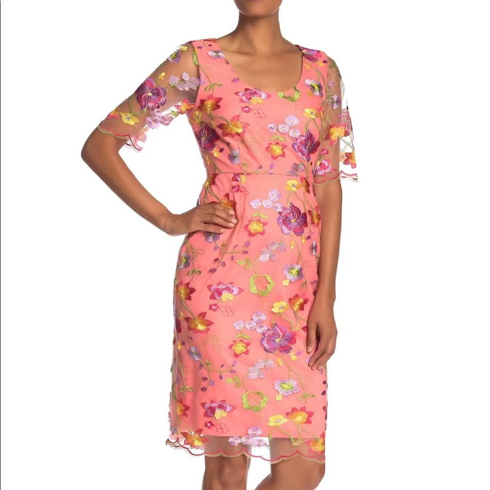 Trina Turk Romance Floral Embroidered Sheath Dress
